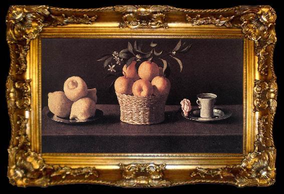 framed  ZURBARAN  Francisco de Still-life with Lemons, Oranges and Rose, ta009-2